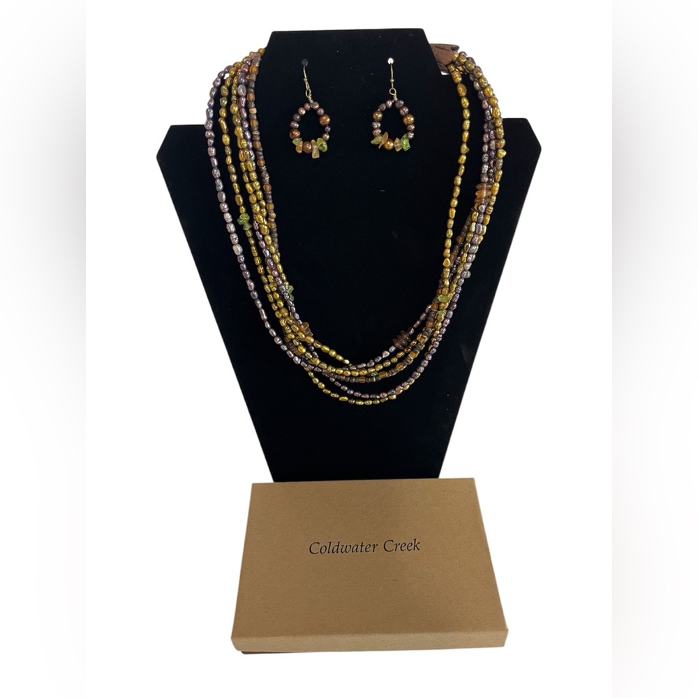 Coldwater Creek Desert Harmony Multi Strand Necklace Earrings Set w/ Gift Box VG